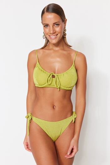 Trendyol Collection Πράσινο δεμένο γκλίτερ κανονικό μπικίνι ποδιών TBESS23BA00245