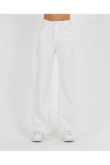 MAKRAS EXCLUSIVE Γυναικείο Λευκό Loose Jean Παντελόνι Palazzo