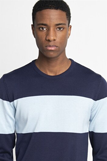Tudors Pánský úpletový svetr Slim Fit Slim Fit Crew Neck se vzorem