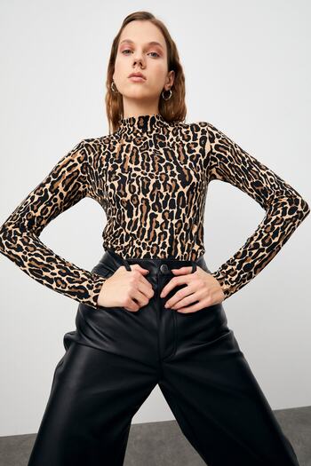 Bipantolon Women's Long Leopard Patterned Body