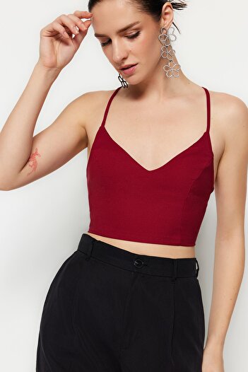 Trendyol Collection Tkany stanik z podszewką w kolorze śliwki TPRSS21BS0009