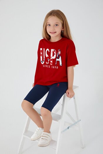 U.S. Polo Assn. Base. Polo Assn Shaped Color Transition Red Girls Bermuda Suit