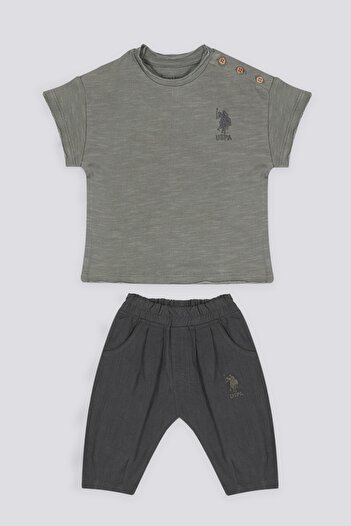 U.S. Polo Assn. The Elegance Of Khaki Khaki Baby Boy's Shirt Pants Set