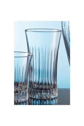 KCD Simple Cut Hand Decor Gilded 6 Pieces Patterned Water and Soft Drink Glass Set