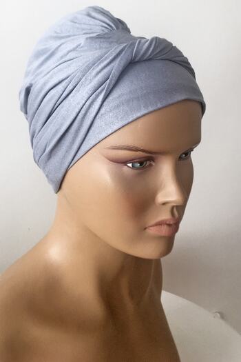 Vera Ready Turban Bonnet Twist Banded Combed Cotton Bonnet Gray Twist Women's Hijab Bonnet Twisted Outer Bonnet
