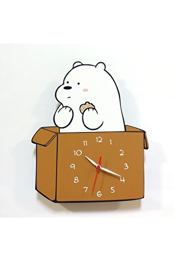 CajuArt Cute White Bear 3D Kids Room Wall Clock Out of the Box