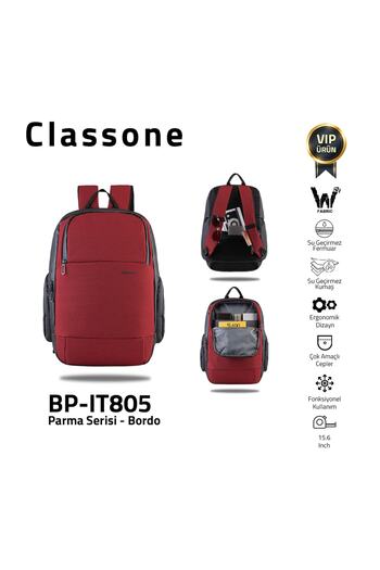Classone BP-IT805 Parma 15.6" Notebook, Laptop Backpack-burgundy