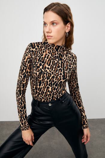 Bipantolon Women's Long Leopard Patterned Body