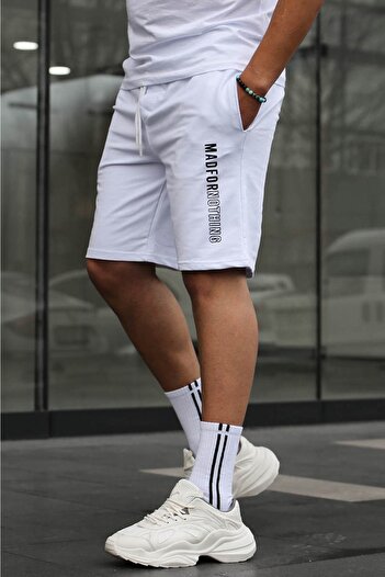 Madmext White Capri Shorts 5403