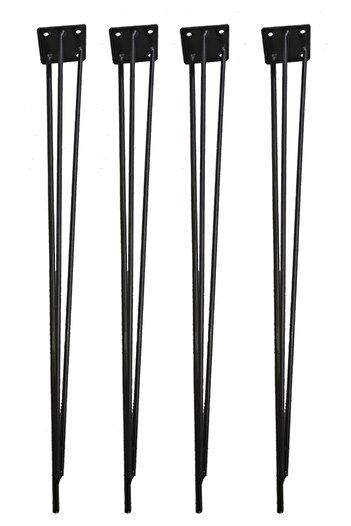 Evnalia 54 cm picior metalic pentru ac de păr Set de 4 tacâmuri Toc Masă de cafea mijlocie Picior Zigon Negru (inclusiv dop cu șurub)