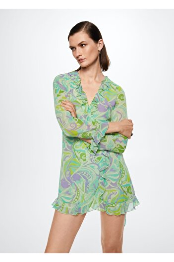 MANGO Woman Flounce Patterned Dress