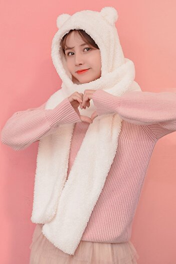 Nurnivus Women's Welsoft Fleece - Hoodie, Plush Beanie Scarf, Windproof Ear Hat