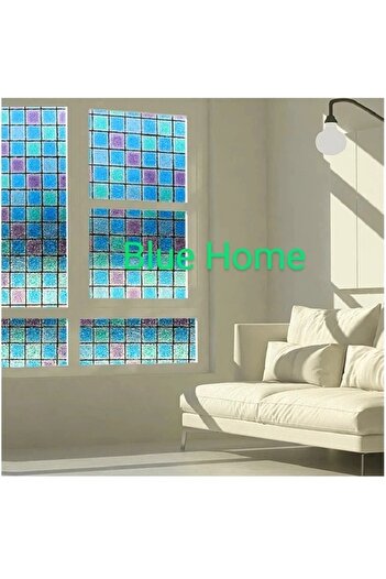 Blue Home Cam Folyosu Filmi Meiwa Japon Teknolojisi Statik Vitray 3dsc / Ebat: 46 Cm X 1,5mt -mavi1980