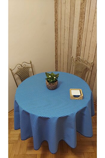 gonk Round, Plaid, Duck (Liquid Repellent, Stain Resistant) Fabric, Table Cloth