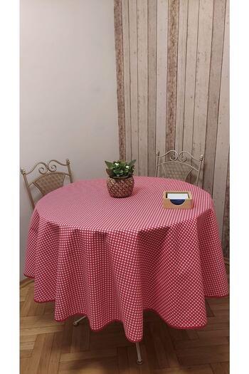 gonk Round, Plaid, Duck (Liquid Repellent, Stain Resistant) Fabric, Table Cloth