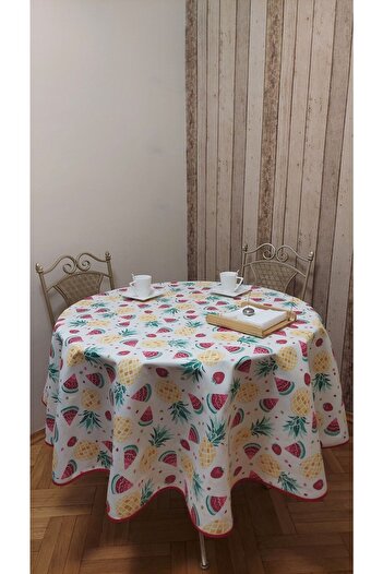 gonk Round, pineapple Patterned, Duck (LIQUID PUSHER, SPOT-PROOF) Fabric, Table Cloth