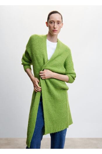 MANGO Woman Ribbed Knitwear Cardigan