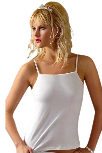 Anıt 5 Pieces Women's Square Collar Lycra Ribbed Rope Strap Undershirt 92% Cotton 8% Lycra