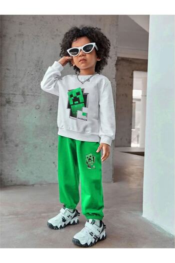 Machetta Printed Game Character Boy Tracksuit Set - 3 Thread Thick Rose Gold Set