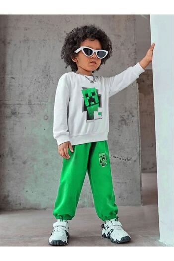 Machetta Printed Game Character Boy Tracksuit Set - 3 Thread Thick Rose Gold Set