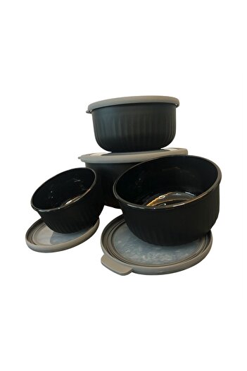 VİP AHMET Black Vacuum 4-Piece Storage Container Set