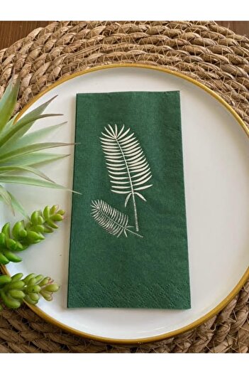 kidspartim Silver Gilded Green Palm Napkin