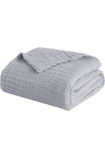 EVYA Soft Gray Cool 4 Kataneli 170X220 cm Modern Bedspread Organic Cotton 100%