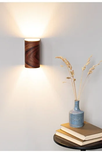 hü ma tasarım ve aksesuar Double-Way Wooden Living Room Wall Sconce Chandelier with Reflection Design and Curved Edge - Gu 10 Lampholder
