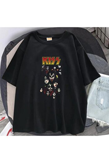 Touz Rock Series Kiss Rock Band Black Unisex Oversize T-shirt