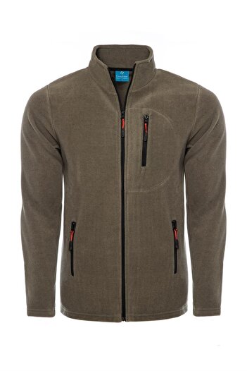 MAXIMILLIAN Ανδρικό Fleece Χακί Χρώμα 3 Τσέπες με φερμουάρ Bato Collar Outdoor Fleece