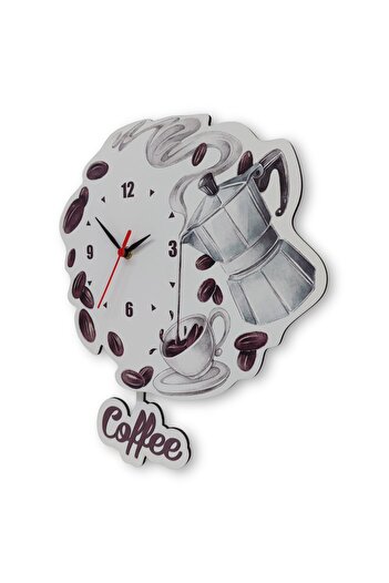 CajuArt Coffee Bean Teapot Swinging Pendulum Kitchen Wall Clock