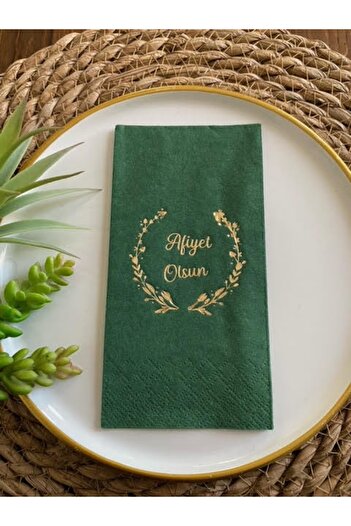 kidspartim Gold Gilded Green Bon Appetit Napkin