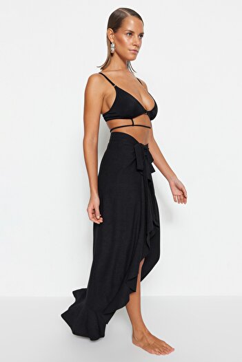Trendyol Collection Fekete Maxi Szövött Flounce szoknya TBESS23ET00030