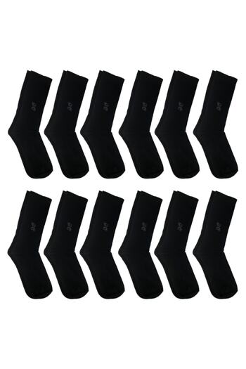 BGK Men's 4 Season Cotton Black Socks 12 Pack