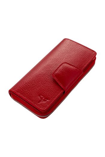 Garbalia Red Genuine Leather Lobby Portfolio - Women's Wallet