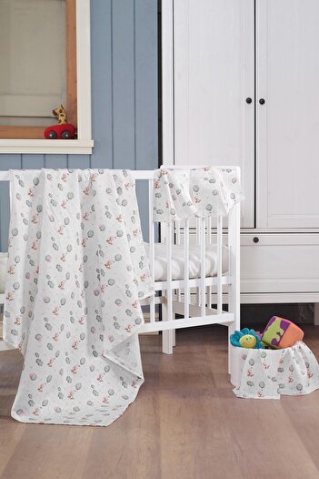 Evim Home Muslin Baby Blanket + Mouth Diaper (4 Pieces) 120*120, Pink, Pamıra
