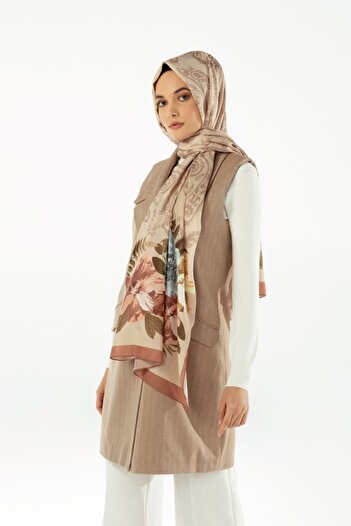 19V69 ITALIA Beige Cinnamon Shawl Pavia Series 90x200 Cm With Scarf Hanger And Gift Set