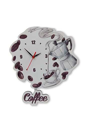 CajuArt Coffee Bean Teapot Swinging Pendulum Kitchen Wall Clock