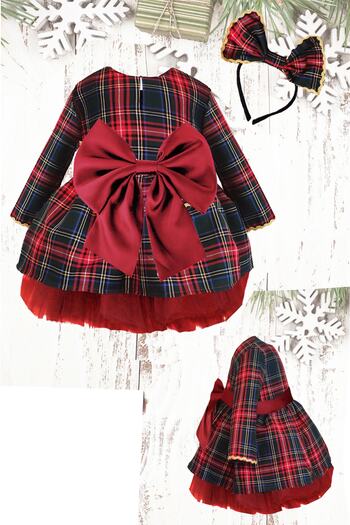 Shecco Babba Girl's Christmas Tutu Dress Crown Set Red Bow Age 1 8