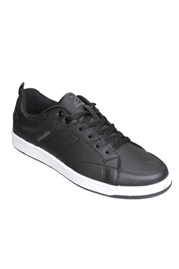 Kinetix Men's White Black Leather Laced Flat Sole Sneacer Casual Sports Shoes
