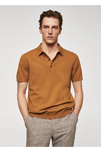 MANGO Man T-Shirt πόλο με λεπτή ύφανση