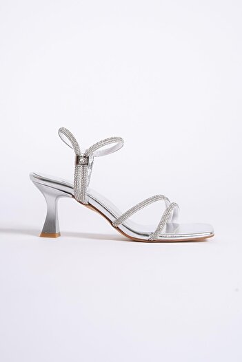Modabuymus Sydney Silver Stone Heeled Evening Dress Shoes