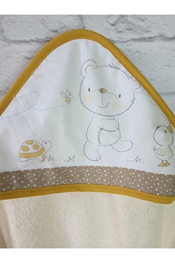 Alpar Tekstil Cotton Soft Girl-Boy Baby Bath Towel Swaddle 75*75 Cm Cream/Bear