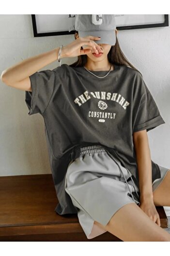 Machetta Plus Size The Sunshine Printed Crew Neck Oversize Unisex T-shirt