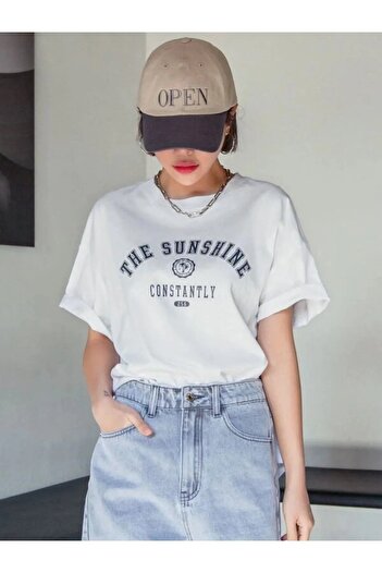 Machetta Μπλουζάκι Unisex Oversize με λαιμόκοψη με στάμπα Sunshine