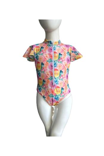 pistyle Girl's Swim Top Swimsuit and Skirt 2-Piece +40 Factor Sun Uv Dried.yellow Tie-dye Jumpsuit Swimsuit