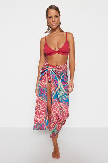Trendyol Collection Ethnic Patterned Maxi Woven Beach Pareo Tbess23Pr00005