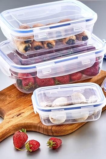 MaisonArt Rectangular Leak Proof 4 Pieces Storage Containers with Vacuum Lid| Storage Container Set