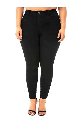 geenz manifacture Anastasia Black Super Skinny Plus Size Colorfast Lycra Jeans Trousers