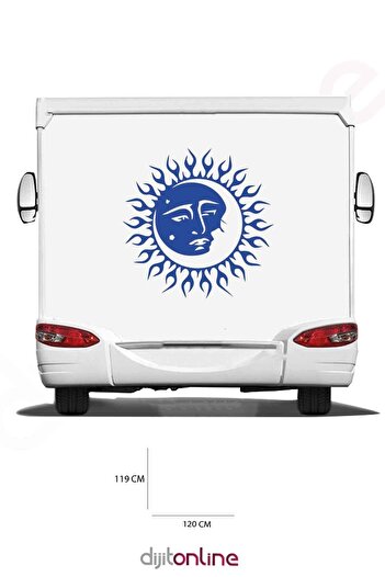 Dijitonline Autocolant Caravană - Autocolant Soare și Lună - 119x120 Cm